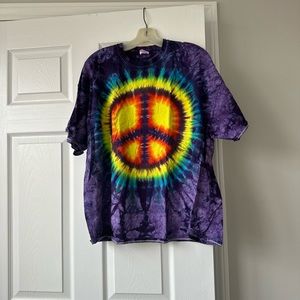 Purple Peace Sign Tie Dye T-Shirt Size 2XL
